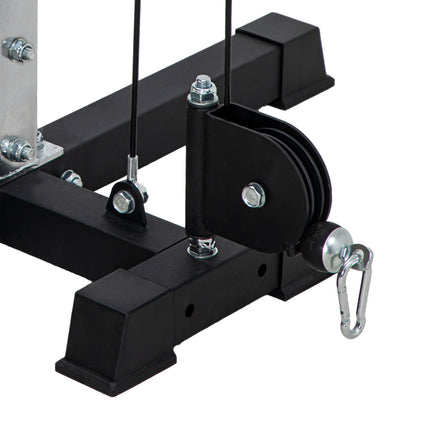 Kladková posilovací stanice domů, závaží až 50 kg na stranu, kladková stanice s madly, samostojná kladková věž na cvičení home gym 245 x 207 cm
