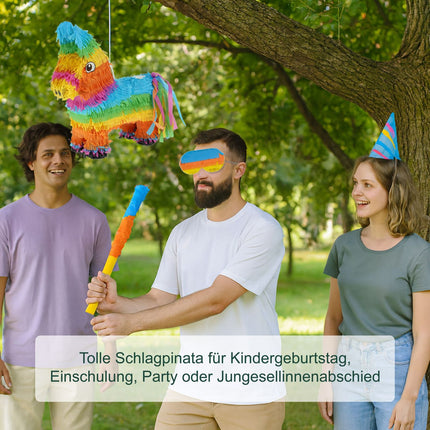 Piñata oslík sada s tyčí a maskou