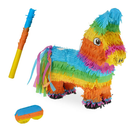 Piñata oslík sada s tyčí a maskou