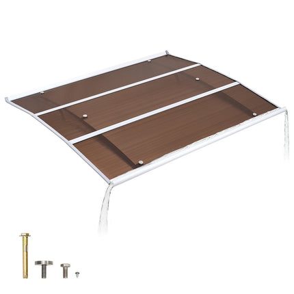 Door Awning Canopy 37 x 47 in, Polycarbonate, Brown