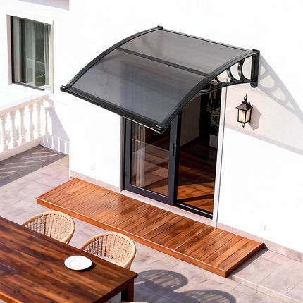 Door Awning Canopy, 38 x 40 in Polycarbonate, Smoky Gray