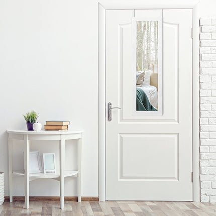 Šperkovnice na dveře i na zeď se zrcadlem v celé výšce a policemi 30 x 8.5 x 129.5 cm bílá