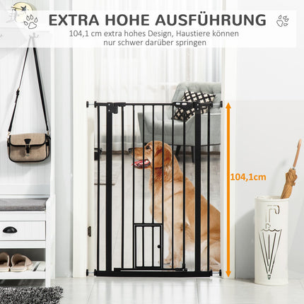 Adjustable dog gate with auto lock | 74-80x104cm, No-Drill, Black