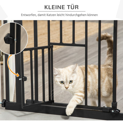 Adjustable dog gate with auto lock | 74-80x104cm, No-Drill, Black