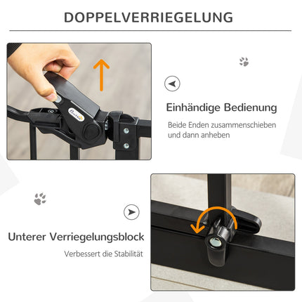 Adjustable dog gate with auto lock | 74-80x104cm, No-Drill, Black