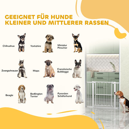 White Steel Dog Gate - No-Drill, Lockable, 76-104 cm