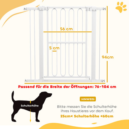 Dog Door Gate, 76-104 cm, No-Drill, Lockable, Steel