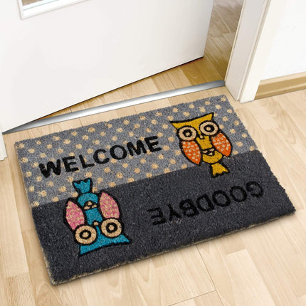 Rohožka "Welcome/Goodbye" se sovami