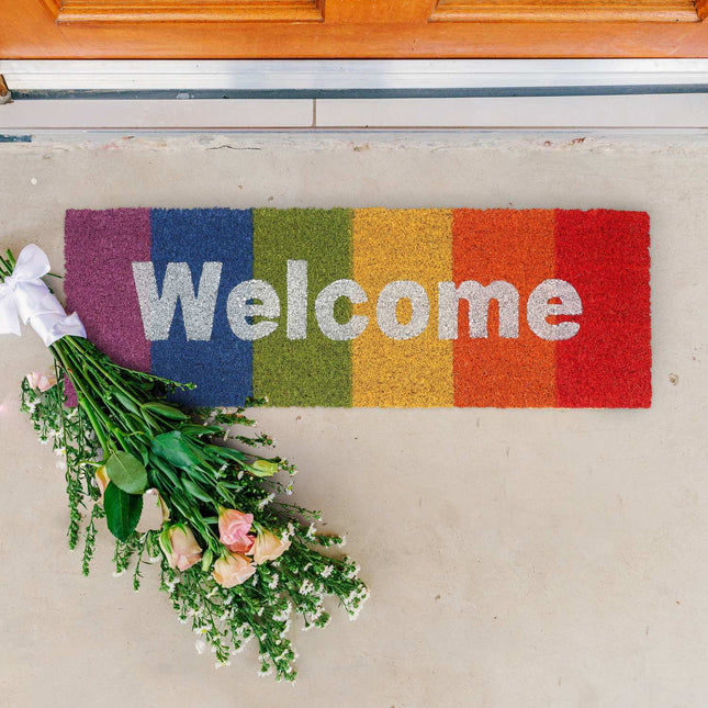 Kokosová rohožka "Welcome" s duhou