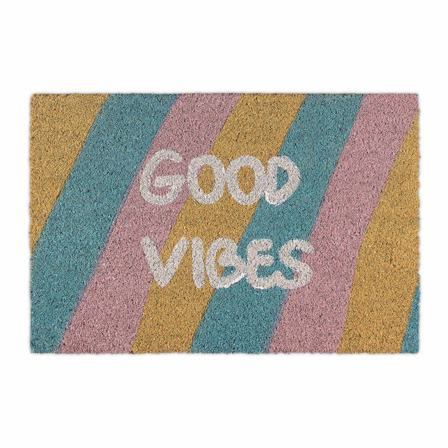 Deurmat van kokosvezel "Good vibes"