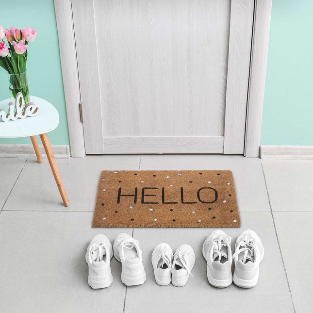 Rohožka z kokosového vlákna „Hello“