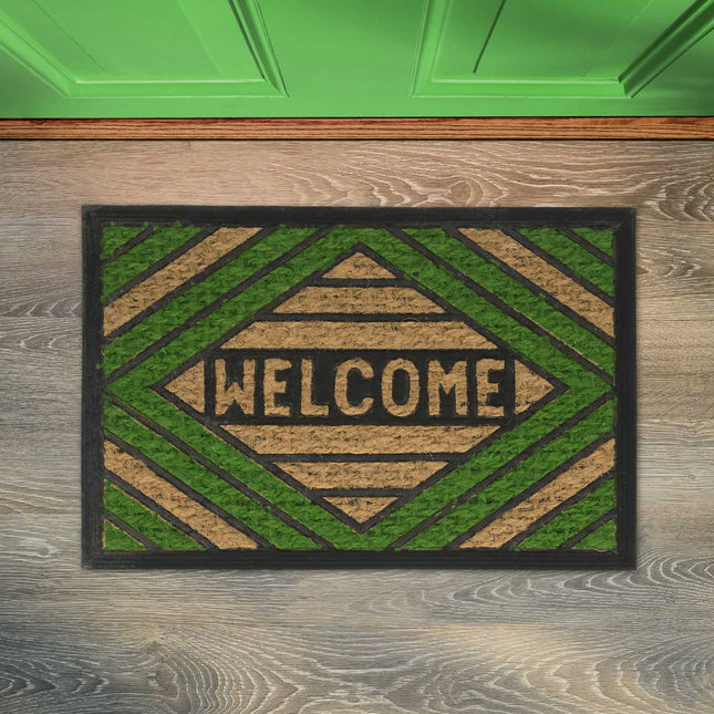 Deurmat kokosvezel "Welcome" groen