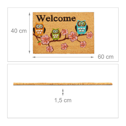 Rohožka z kokosového vlákna "Welcome" sovy