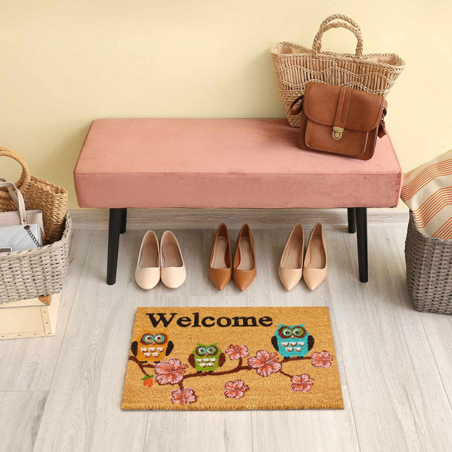Rohožka z kokosového vlákna "Welcome" sovy