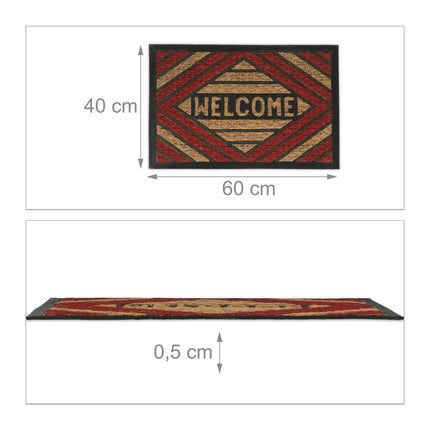 Rohožka z kokosového vlákna „Welcome“ červená