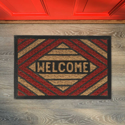 Rohožka z kokosového vlákna „Welcome“ červená