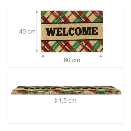 Rohožka z kokosového vlákna „Welcome“ se čtverci