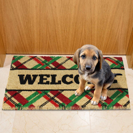 Rohožka z kokosového vlákna „Welcome“ se čtverci