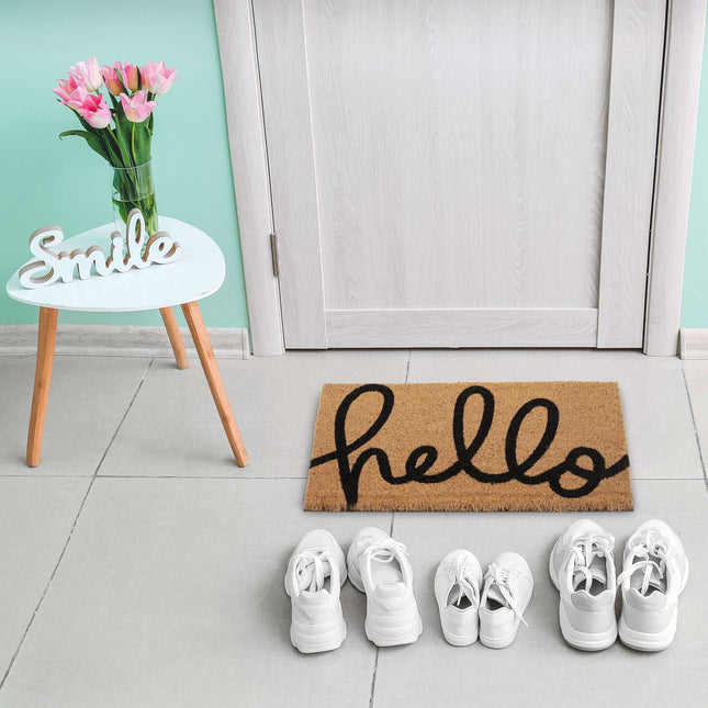 Rohožka z kokosového vlákna „hello“