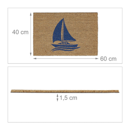 Door mat coconut fiber sailboat nature