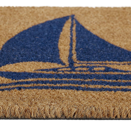 Door mat coconut fiber sailboat nature