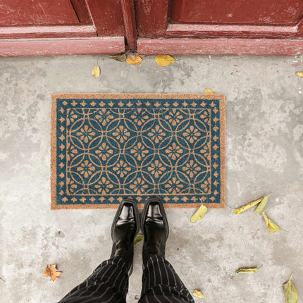 Doormat coconut fiber with floral design