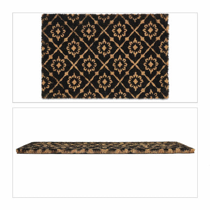 Door mat coconut fiber with floral pattern