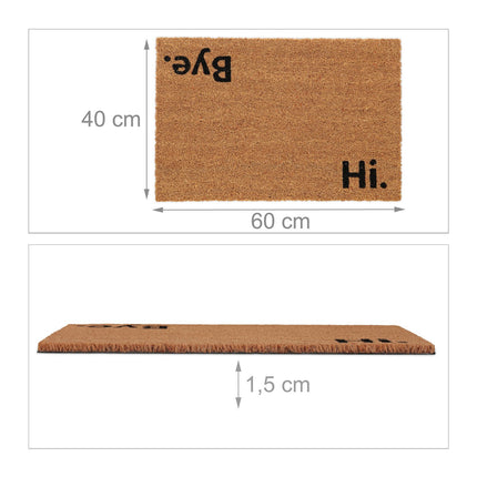 Door mat in coconut "Hello. Bye."