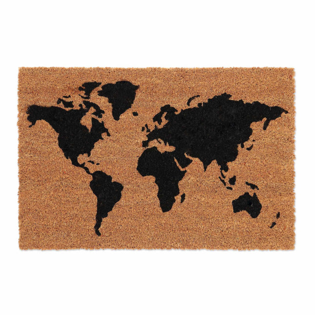 Door mat with world map in coconut