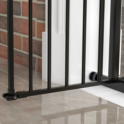 Dog protection gate, adjustable width, no drilling, black