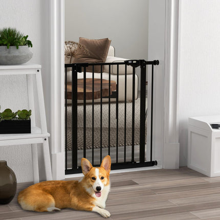 Dog safety stair gate, 74-80 cm, Metal & Plastic, Black