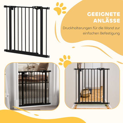 Dog safety stair gate, 74-80 cm, Metal & Plastic, Black