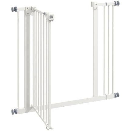 Ochranná zábrana pro psy, 74-87cm, schodišťová zábrana, bez vrtání, bílá