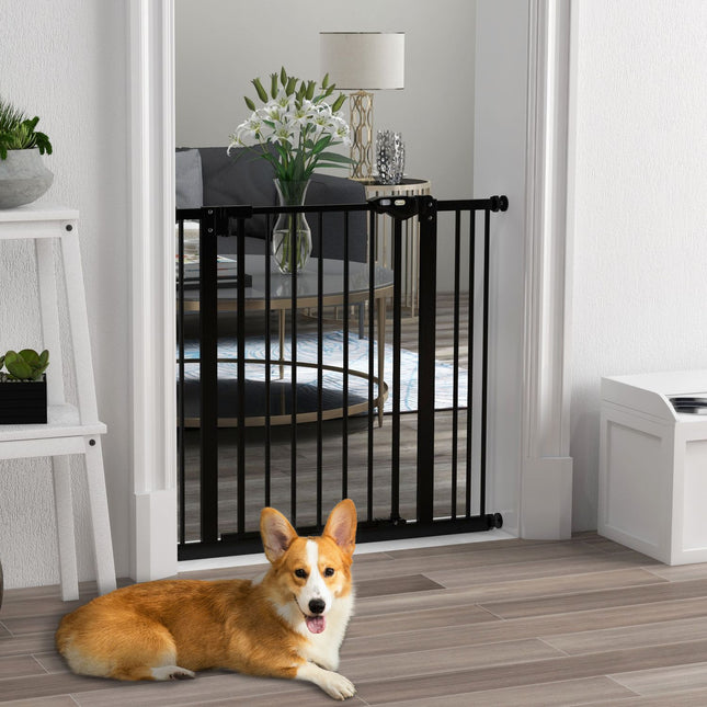 Dog Safety Gate - Adjustable, No-Drill, Black, 74-87 cm
