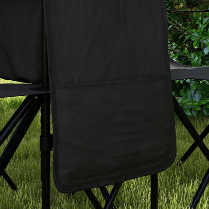 Double camping chair with table, cup holder, black