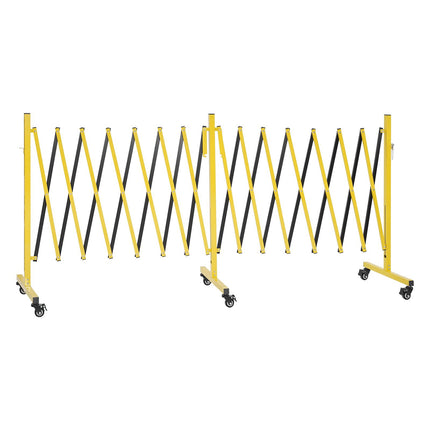 Double Expandable Safety Barricade, 25 ft, Locking Casters