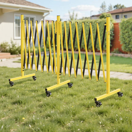 Double Expandable Safety Barricade, 25 ft, Locking Casters