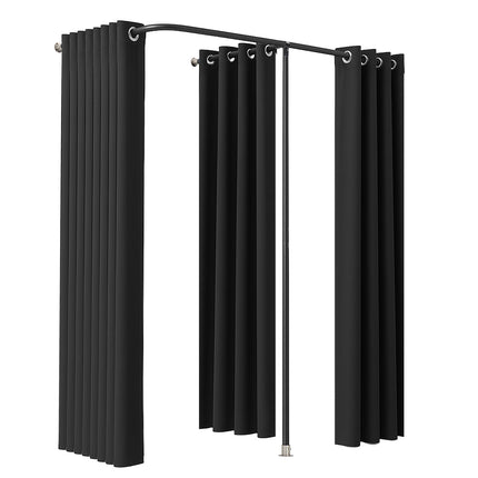 Double Fitting Room with Curtains, 200 x 100 x 200 cm, Black
