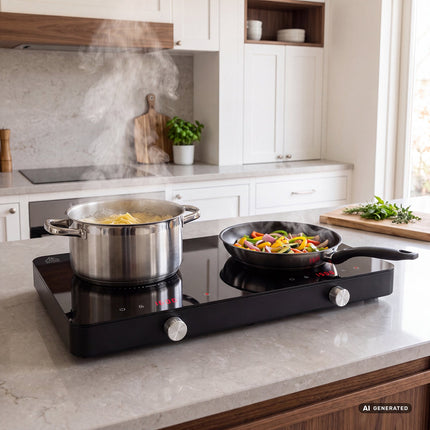 Double Induction Hob 3500W with Touch Control and Timer, Digital Display
