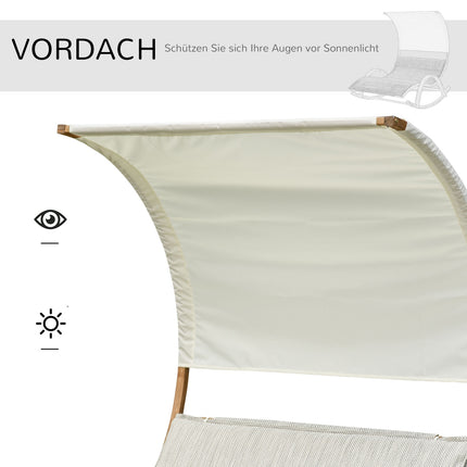 Zahradní houpací lehátko se střechou z modřínu, šedá/bílá