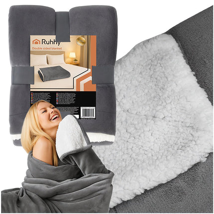 Double-Sided Blanket, Dark Gray, 150x200 cm