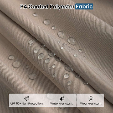 Double-Sided Parasol 4 x 2 m with 36 Solar LED Lights, Crank, Light Brown