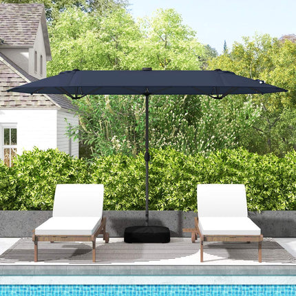 Oboustranný zahradní slunečník 400x200cm, solární LED, stojan