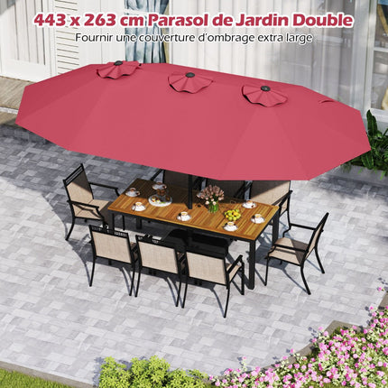 Oboustranný zahradní slunečník 470x285cm, UPF 50+, stojan