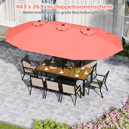 Double-Sided Patio Umbrella with Stand, UPF 50+, Orange