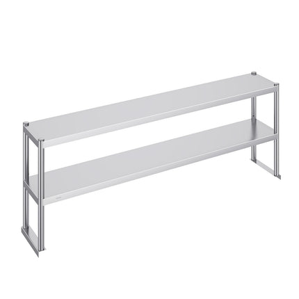 Double-Tier Stainless Steel Overshelf 12 x 72 In, Adjustable