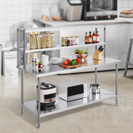 Double-Tier Stainless Steel Overshelf 12 x 72 In, Adjustable