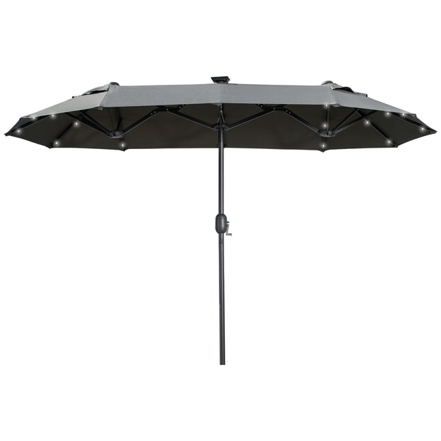 Dvojitý zahradní slunečník, 295x219cm, odolný proti větru, s LED & naklápěním