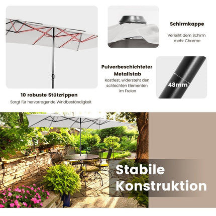 Dvojitý slunečník 426 x 265 cm obdélníkový UV ochrana béžová