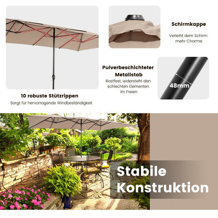 Dvojitý slunečník 426 x 265 cm obdélníkový UV ochrana hnědá